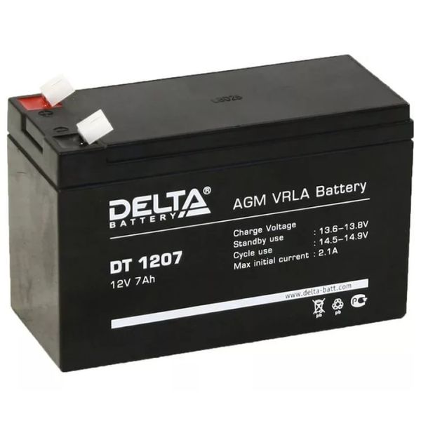 Аккумулятор для ИБП Delta Battery DT 1207 7А/ч-12V - EN2 зажим (FASTON) - - 151x65x95