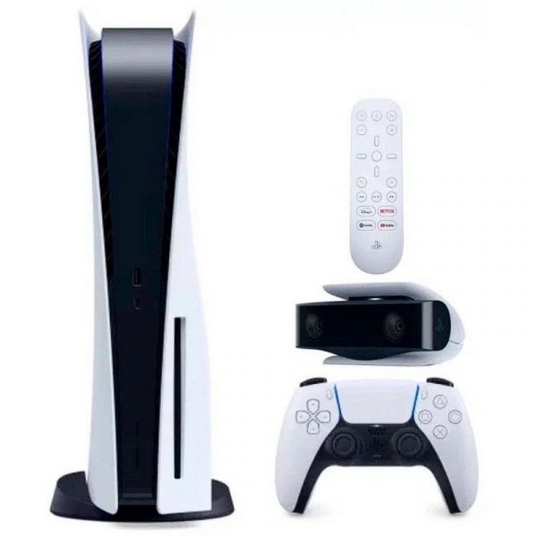 Игровая приставка Sony PlayStation 5 с пультом ДУ камерой кабелем питания (евровилка) CFI-1100A белый/черный