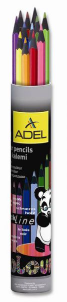 Карандаши цветные Adel BlacklinePBT 211-2312-003 черное дерево 3мм 12 цв. корпус цветной алюм. тубус